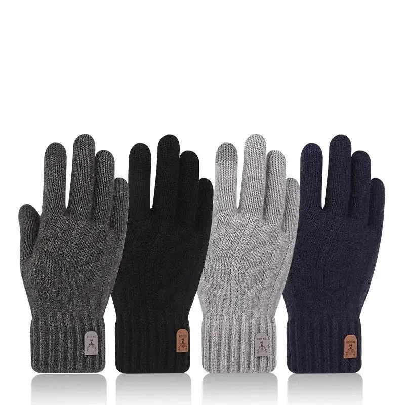 2023 new men's warm gloves winter touch screen plus fleece gloves cold warm wool knitted gloves winter gloves men