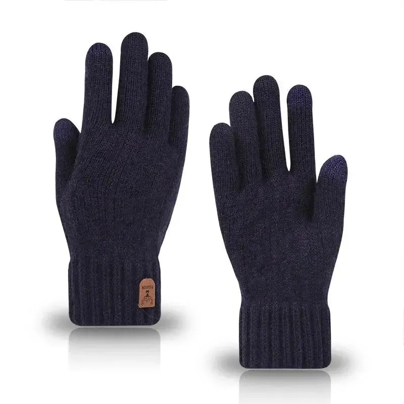 2023 new men's warm gloves winter touch screen plus fleece gloves cold warm wool knitted gloves winter gloves men