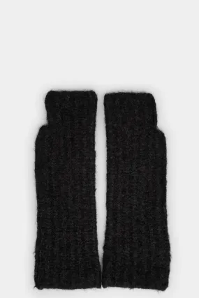 Alpaca / Virgin wool knit mitten gloves, Dark Grey