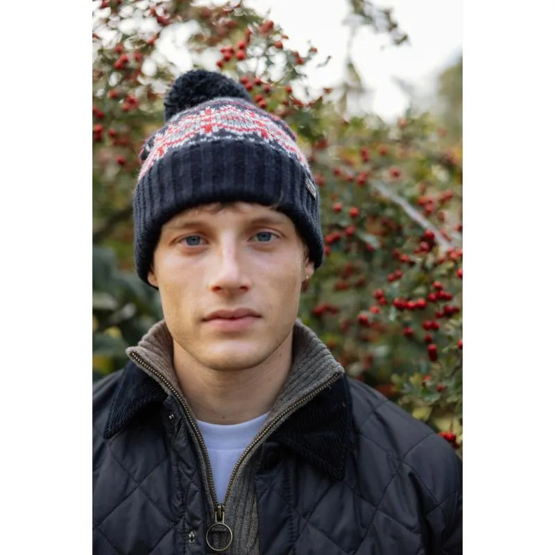 Barbour Case Fairisle Mens Beanie - Blue Granite