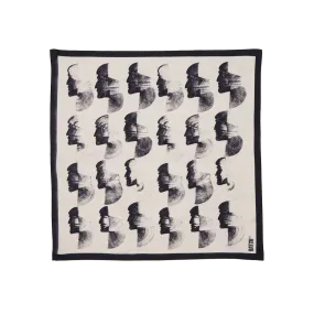 Batch Silk Scarf - Charcoal Heads