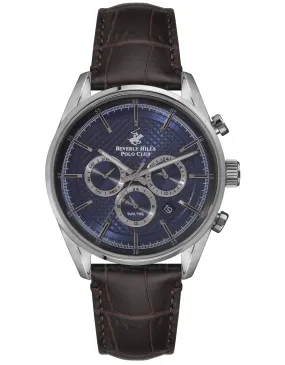 Beverly Hills Polo Club  Men's Watch Analog, Blue Dial Brown Leather Strap, BP3004X.392