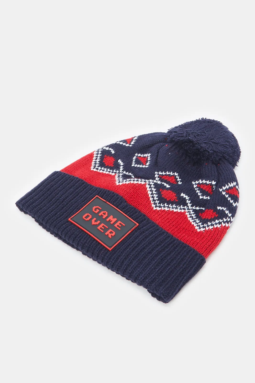 Boys Navy And Red Knitted Set (3 Piece)