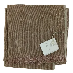 Brunello Cucinelli Linen Scarf Brown Silver Blend - Extra Long Women Shawl SALE