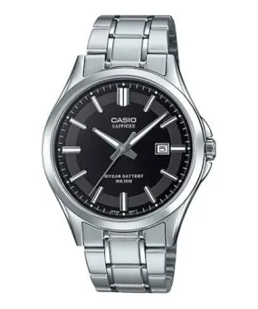 Casio, Men’s Watch Analog, Black Dial Silver Stainless Steel Band, MTS-100D-1AVDF