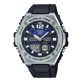 Casio Men's Watch Analog-Digital Blue Dial With Black Resin Band, MWQ-100-2AVDF