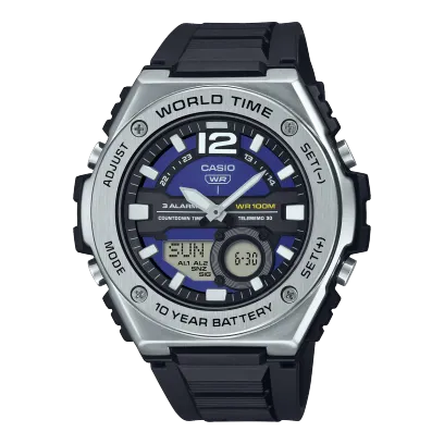 Casio Men's Watch Analog-Digital Blue Dial With Black Resin Band, MWQ-100-2AVDF