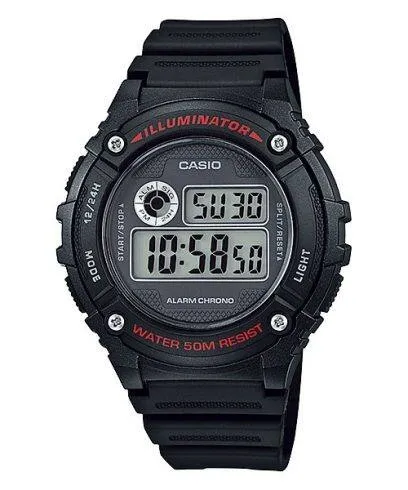 Casio, Men’s Watch Digital, Black Dial Black Resin Band, W-216H-1AVDF