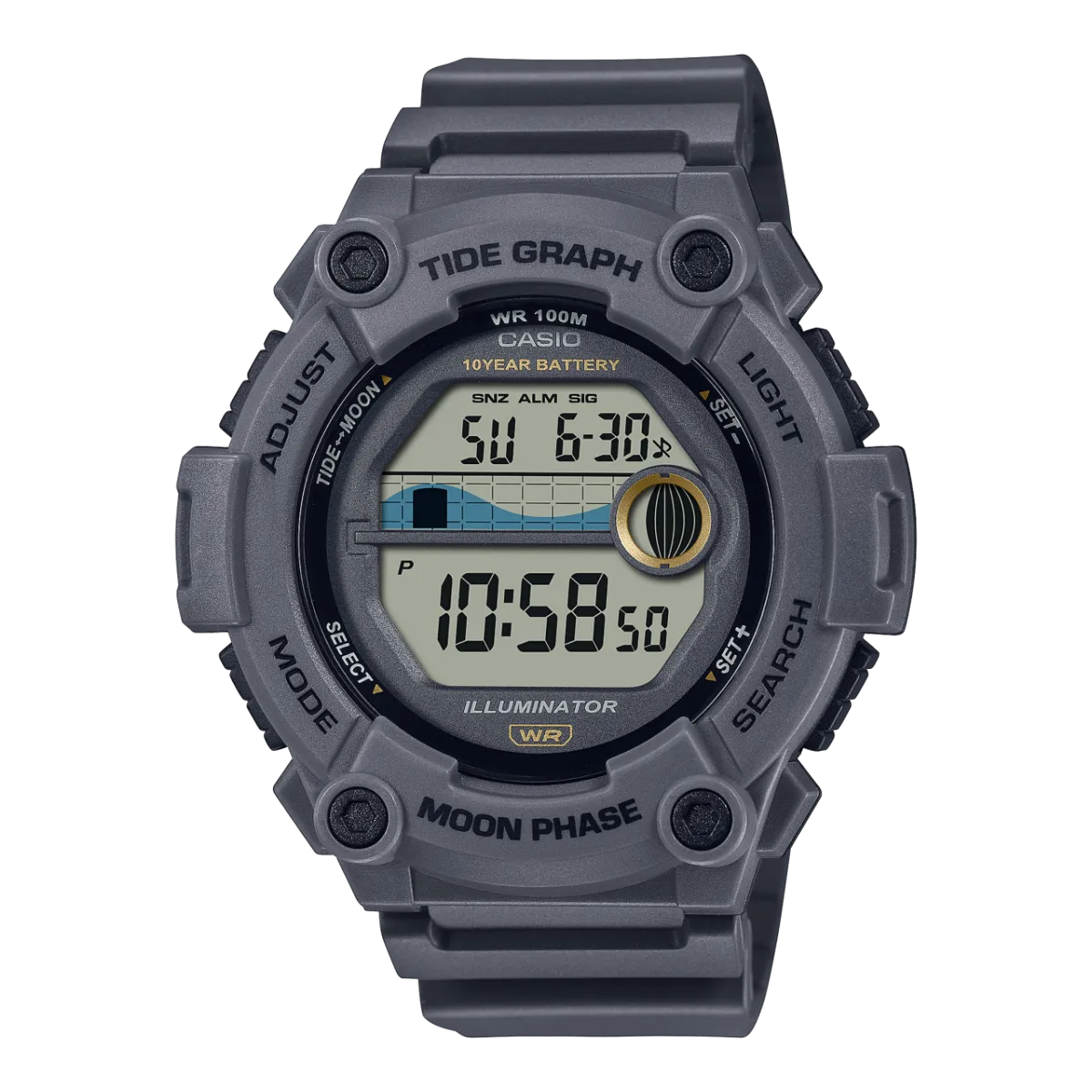 Casio Men's Watch Digital, Grey Dial Grey Resin Strap, WS-1300H-8AVDF