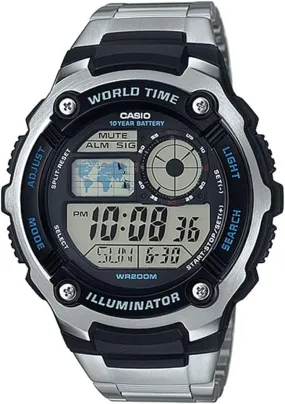 Casio, Men's Watch Digital, Grey Dial Grey Stainless Steel, AE-2100WD-1AVDF