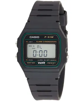 Casio, Men’s Watch Vintage Collection Digital, Black Dial Black Resin Band, F-91W-3DG