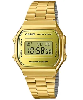 Casio, Men’s Watch Vintage Collection Digital, Gold Dial Gold Stainless Band, A168WEGM-9DF