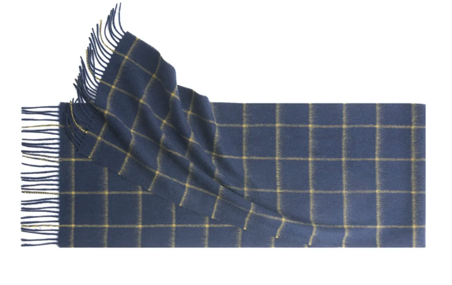 Check Lambswool Scarf Woven Navy Camel