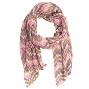 Chevron Print Cashmere Blend Scarf - Pink