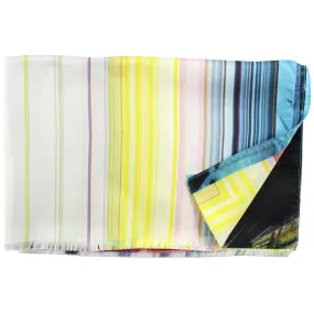 Christian Lacroix Scarf Original Print Yellow Blue Green Stripes Shawl FINAL SALE