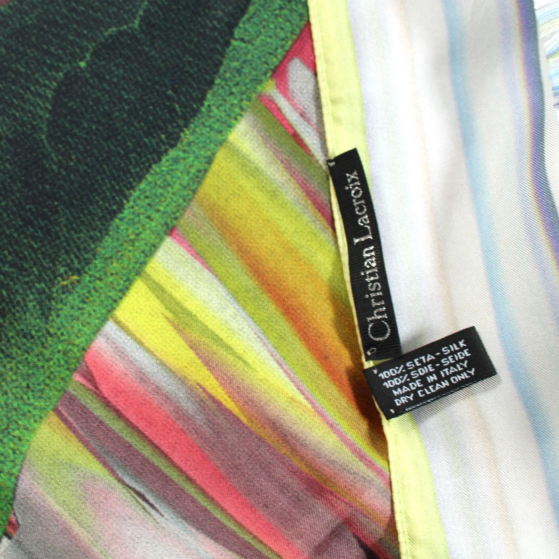 Christian Lacroix Scarf Original Print Yellow Blue Green Stripes Shawl FINAL SALE