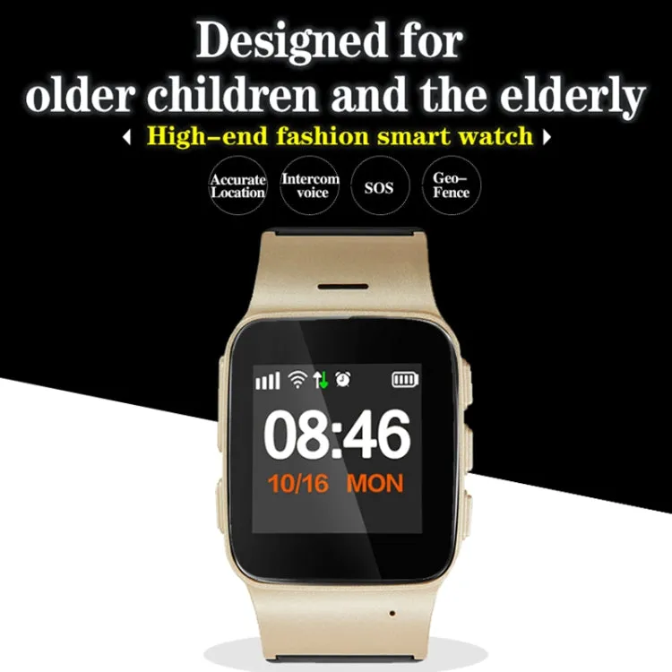 D99  1.22 inch HD LCD Screen GPS Smartwatch for the Elder Waterproof, Support GPS   LBS   WiFi Positioning / Two-way Dialing / Voice Monitoring / One-key First-aid / Wrist off Alarm / Safety Fence (Champagne Gold)