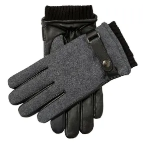 Dents Amesbury Touchscreen Flannel and Leather Gloves - Charcoal Grey/Black