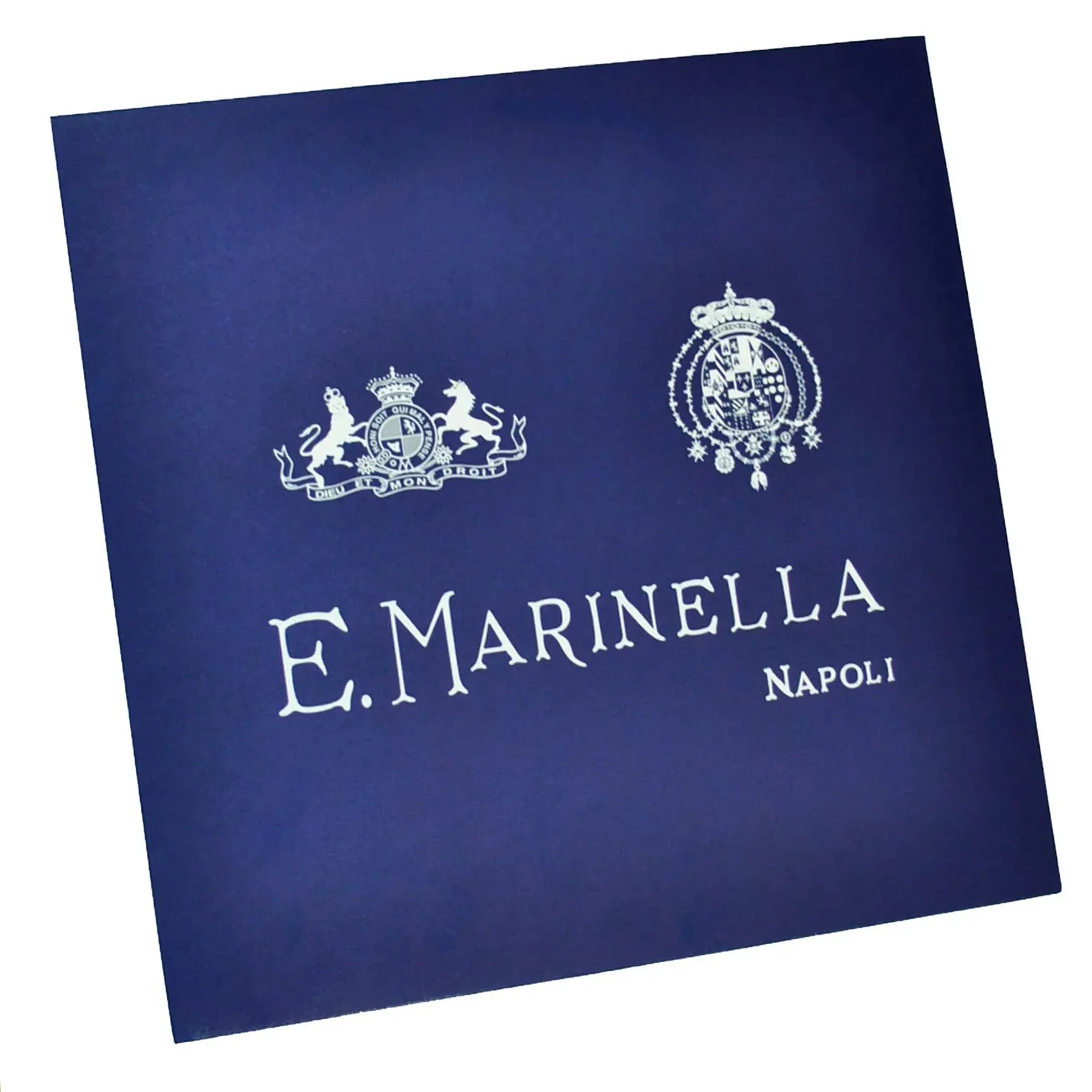 E. Marinella Scarf Blue Teal Brown Fan & Tassel - Twill Silk Square Foulard