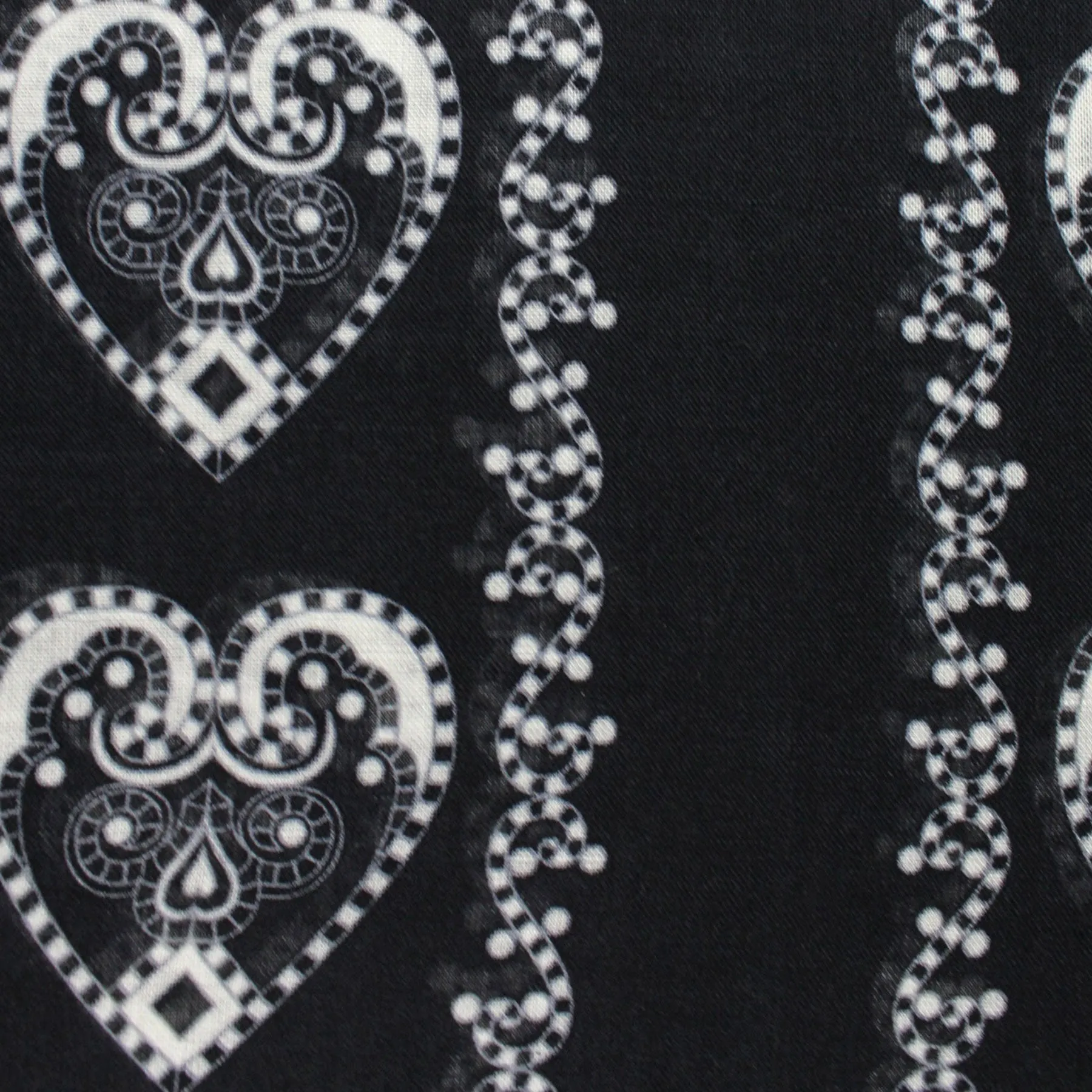 Elie Saab Scarf Black Gray Ornamental Hearts - Cashmere Silk Shawl FINAL SALE