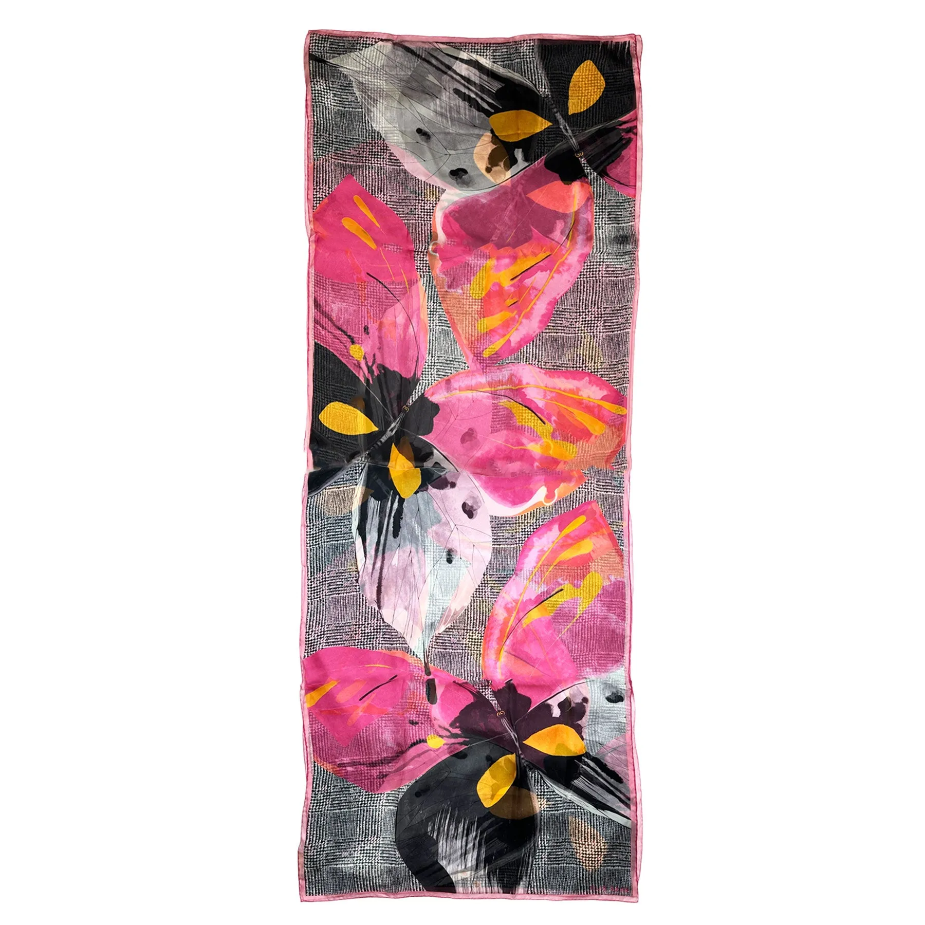 Elie Saab Scarf Pink Orange Butterfly Design - Chiffon Silk Designer Shawl