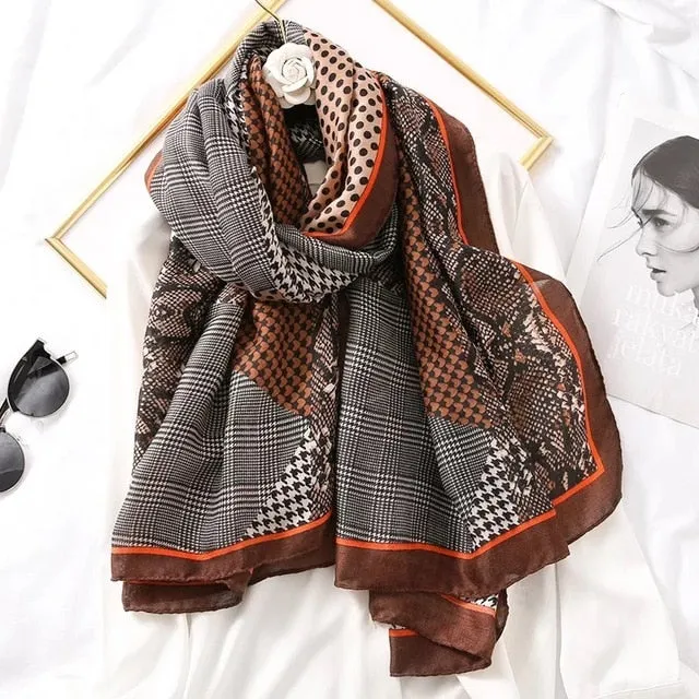 Fashion Silk Scarf Printed Bandana Shawl #LZ021