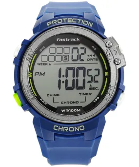 Fastrack Men's Streetwear Collection Digital Watch, Grey Dial & Blue Silicone Strap, 38068PP02,