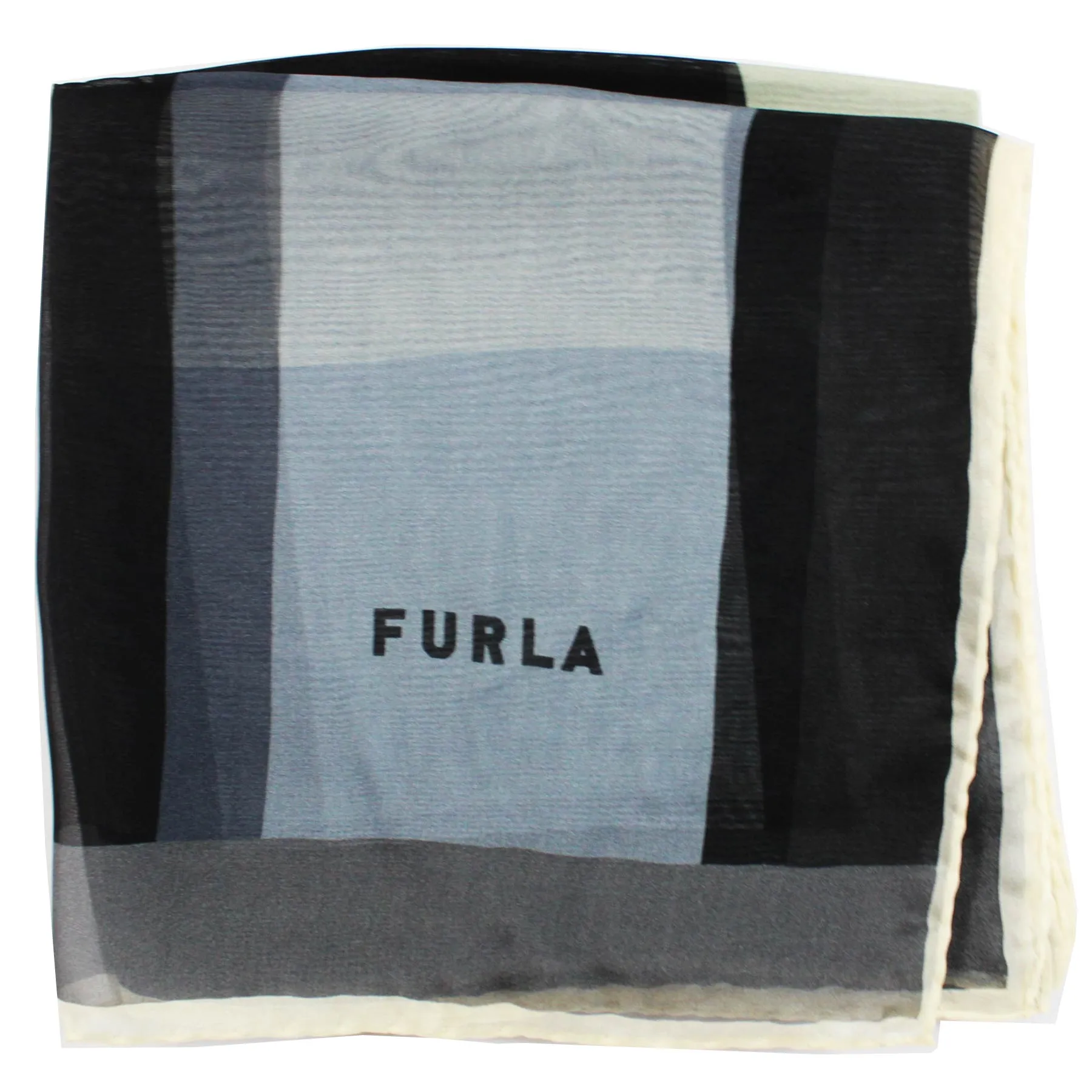 Furla Scarf Gray Black Design - Extra Large 47" Square Chiffon Silk Shawl SALE