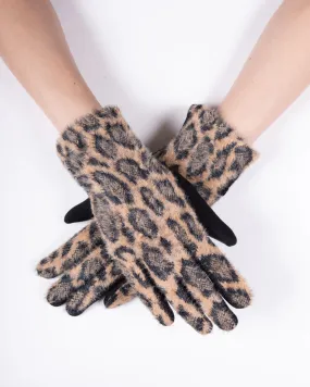 Fuzzy Leopard Gloves