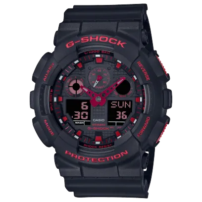 G-Shock Analog & Digital, Black Dial Black Resin Band Watch for Men, GA-100BNR-1ADR