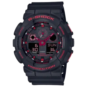 G-Shock Analog & Digital, Black Dial Black Resin Band Watch for Men, GA-100BNR-1ADR