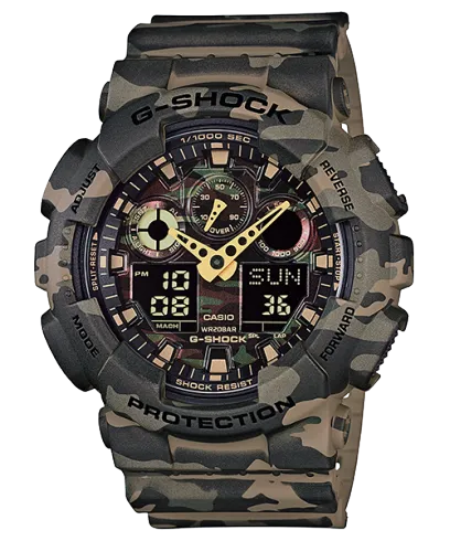 G-Shock Men's Watch Analog & Digital Combo, Black Dial Armour Colour Resin Band, GA-100CM-5ADR