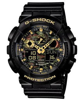 G-Shock Men's Watch Analog & Digital Combo, Black Dial Black Resin Band, GA-100CF-1A9DR