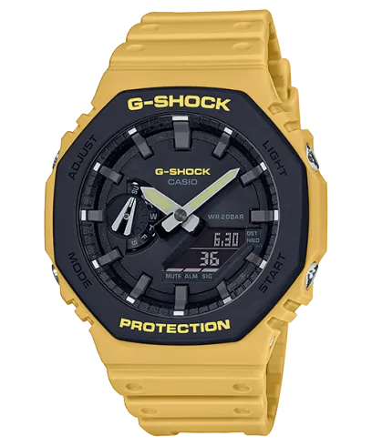 G-Shock Men's Watch Analog & Digital Combo, Black Dial Yellow Resin Band, GA-2110SU-9ADR