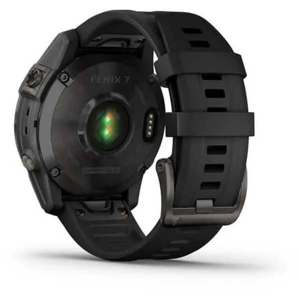 Garmin Fenix 7 Sapphire Solar Smartwatch, Titanium Black DLC with Black Strap