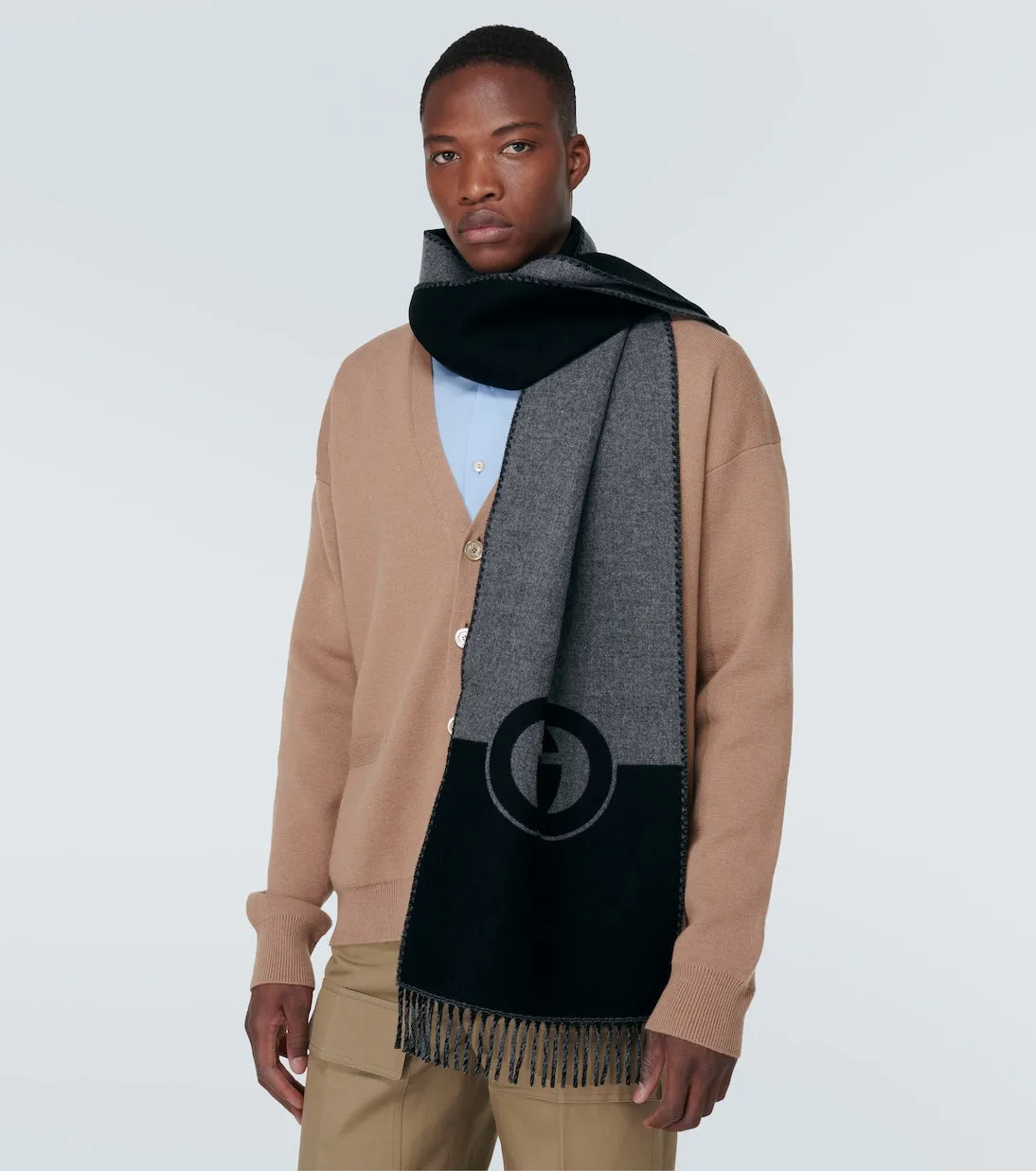 Gucci Wool and Cashmere Woven Scarf, Beige