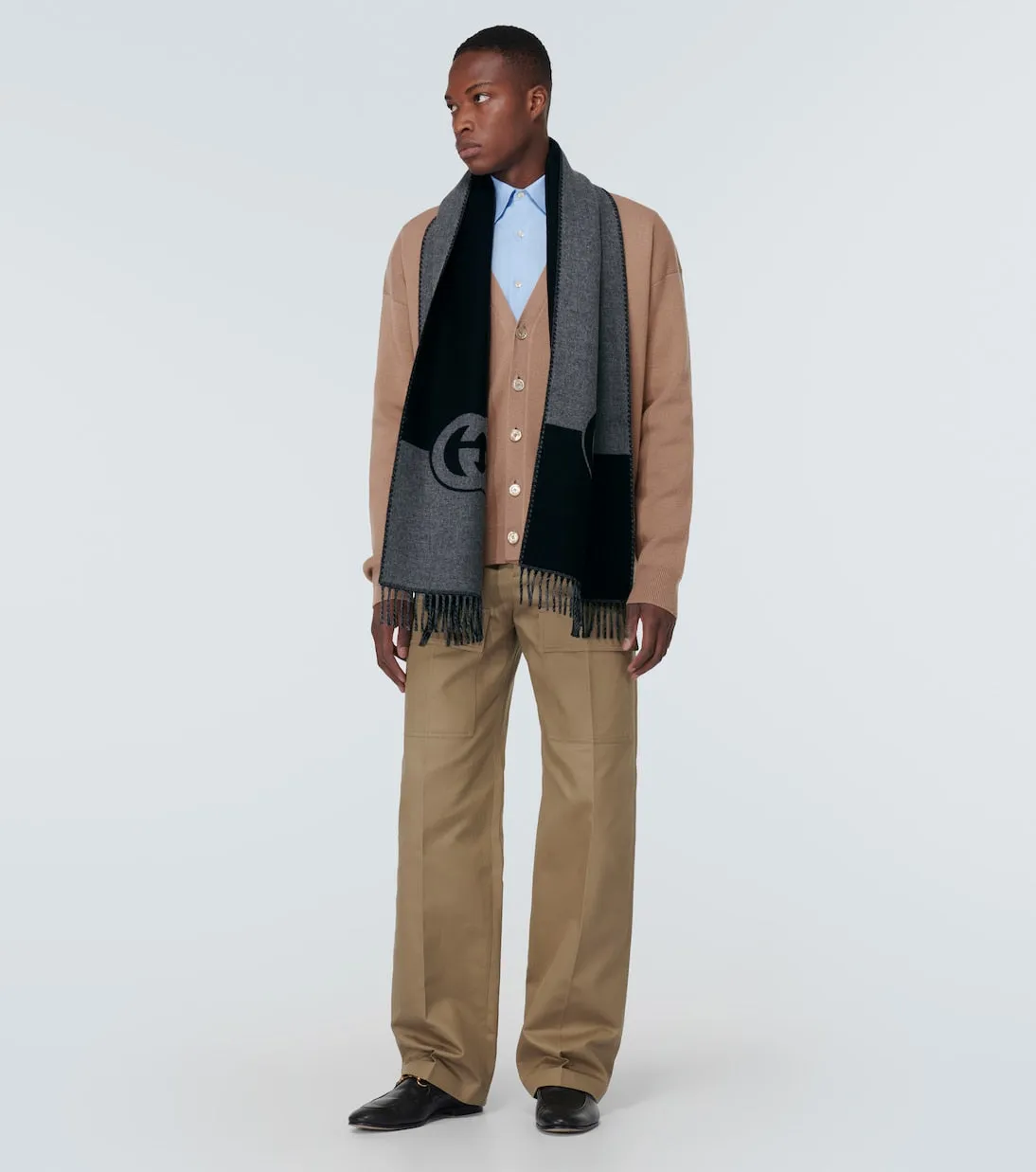 Gucci Wool and Cashmere Woven Scarf, Beige