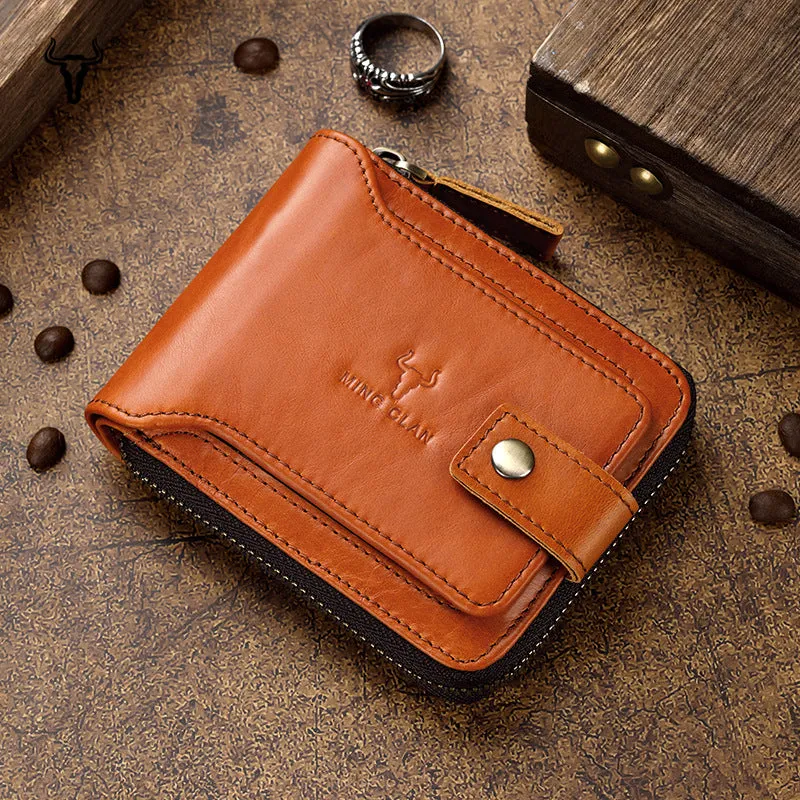 GWA017 - Ming Clan Cowhide Orange Leather Wallet