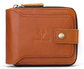 GWA017 - Ming Clan Cowhide Orange Leather Wallet