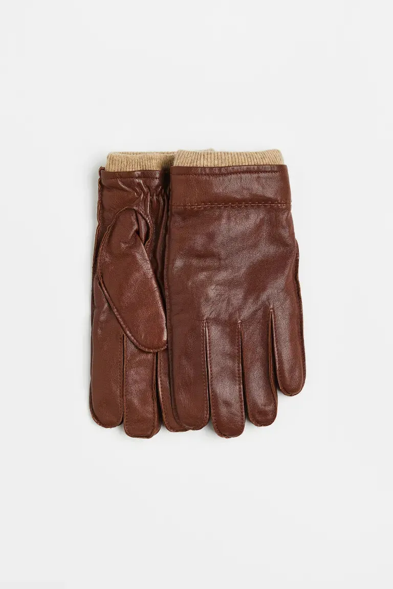 H&M leather gloves, brown