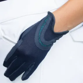 Horse Shoe Glitter Gloves - Navy