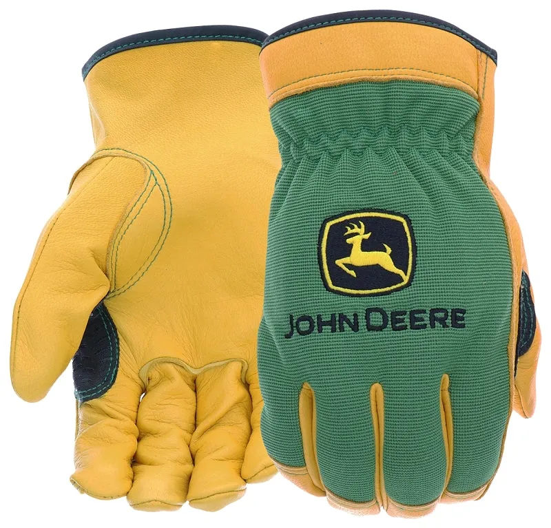 John Deere JD00008-XL Driver Gloves Men's, XL, Reinforced Thumb, Shirred Elastic Cuff, Deerskin Leather/Spandex :PR: QUANTITY: 1