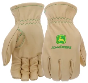 John Deere JD84013-L Work Gloves, Men's, L, Shirred Elastic Cuff, Cowhide Leather :PR: QUANTITY: 1