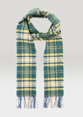 John Hanly Yellow Green Mix Check Scarf