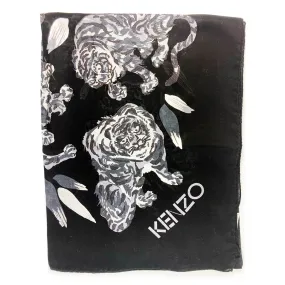 Kenzo Scarf Black Gray Tiger Design - Large Wrap SALE