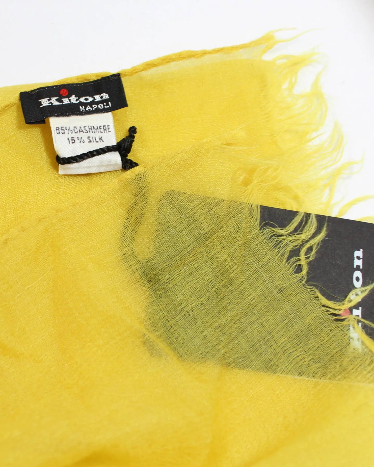 Kiton Cashmere Silk Scarf Solid Yellow - Luxury Shawl SALE