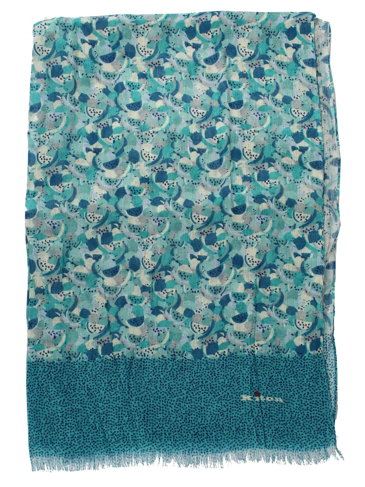 Kiton Linen Scarf Turquoise Fruit - Spring Summer Collection FINAL SALE