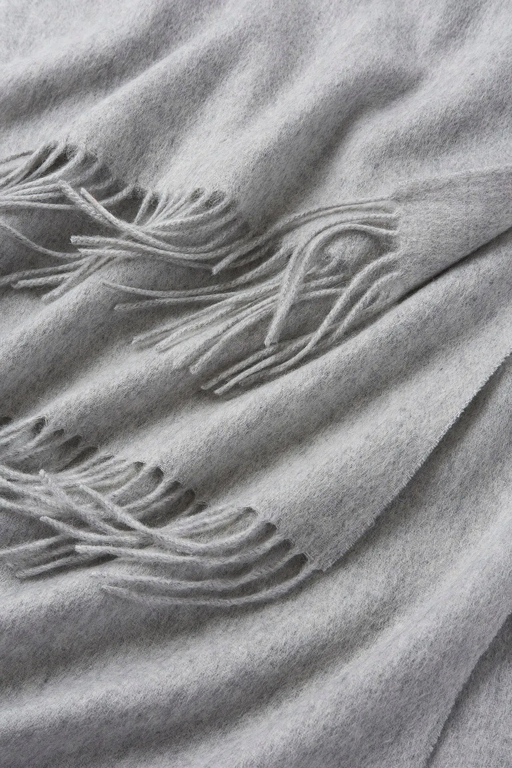 Lambswool Scarf Woven Plain Light Grey