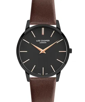 Lee Cooper  Men's Analog Black Dial Brown Leather Watch, LC07251.052