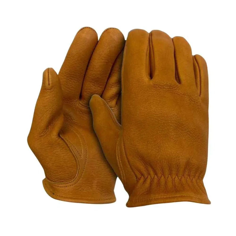 Legendary Mens Tan Deerskin Leather Short Wrist Motorcycle Gloves